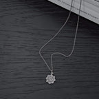 Sterling Silver ORNATE FLOWER Pendant Necklace with Cubic Zirconia