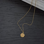 Gold Plated Sterling Silver ORNATE FLOWER Pendant Necklace with Cubic Zirconia