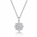 Sterling Silver ORNATE FLOWER Pendant Necklace with Cubic Zirconia