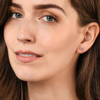 0.14ct Ruby Earrings with Diamond Halo 18K White Gold