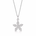 Sterling Silver FLOWER Pendant Necklace with Cubic Zirconia