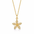 Gold Plated Sterling Silver FLOWER Pendant Necklace with Cubic Zirconia