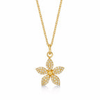 Gold Plated Sterling Silver FLOWER Pendant Necklace with Cubic Zirconia