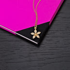 Gold Plated Sterling Silver FLOWER Pendant Necklace with Cubic Zirconia