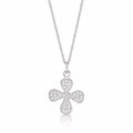 Sterling Silver FOUR LEAF Pendant Necklace with Cubic Zirconia