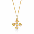 Gold Plated Sterling Silver FOUR LEAF Pendant Necklace with Cubic Zirconia