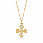 Gold Plated Sterling Silver FOUR LEAF Pendant Necklace with Cubic Zirconia