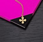 Gold Plated Sterling Silver FOUR LEAF Pendant Necklace with Cubic Zirconia