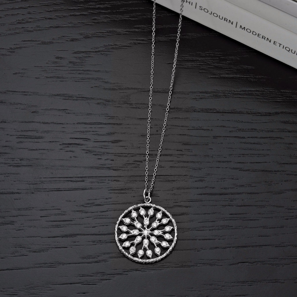 Sterling Silver CHAKRA Pendant Necklace with Cubic Zirconia
