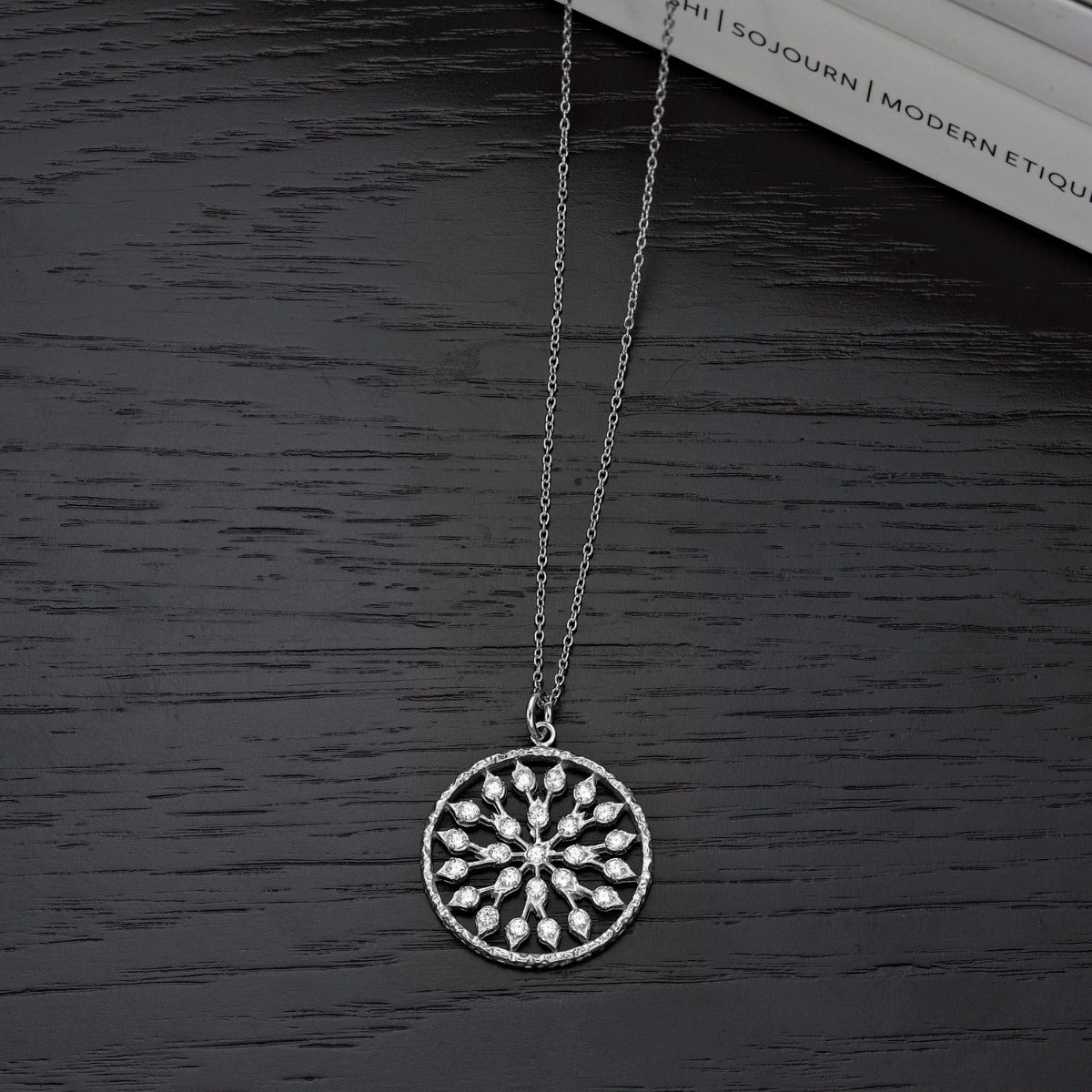 Sterling Silver CHAKRA Pendant Necklace with Cubic Zirconia