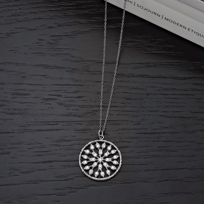 Sterling Silver CHAKRA Pendant Necklace with Cubic Zirconia