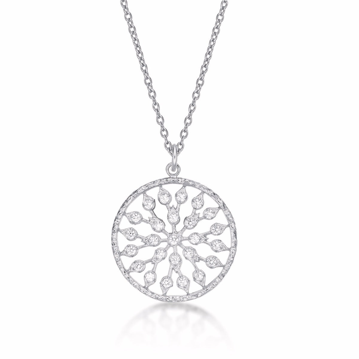 Sterling Silver CHAKRA Pendant Necklace with Cubic Zirconia