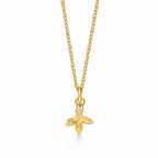 Gold Plated Sterling Silver SMALL LEAF Pendant Necklace with Cubic Zirconia