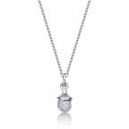 Sterling Silver ACORN Pendant Necklace with Cubic Zirconia