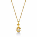 Gold Plated Sterling Silver ACORN Pendant Necklace with Cubic Zirconia