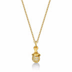 Gold Plated Sterling Silver ACORN Pendant Necklace with Cubic Zirconia