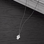 Sterling Silver HAND OF HAMZA Pendant & Chain with Cubic Zirconia