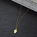 Gold Plated Sterling Silver HAND OF HAMZA Pendant & Chain with Cubic Zirconia