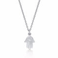 Sterling Silver HAND OF HAMZA Pendant & Chain with Cubic Zirconia