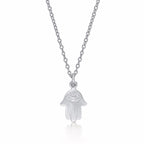 Sterling Silver HAND OF HAMZA Pendant & Chain with Cubic Zirconia