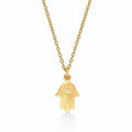 Gold Plated Sterling Silver HAND OF HAMZA Pendant & Chain with Cubic Zirconia