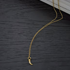 Gold Plated Sterling Silver TIGER TOOTH Pendant Necklace with Cubic Zirconia
