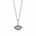 Sterling Silver EVIL EYE Pendant & Chain with Cubic Zirconia