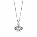 Sterling Silver EVIL EYE Pendant & Chain with Cubic Zirconia