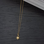 Gold Plated Sterling Silver STAR Pendant & Chain with Cubic Zirconia