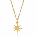 Gold Plated Sterling Silver STAR Pendant & Chain with Cubic Zirconia