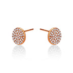 Rose Gold Plated Sterling Silver Disk Earrings with Cubic Zirconia
