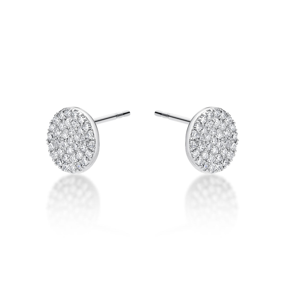 Sterling Silver Diamonte Disk Earrings with Cubic Zirconia