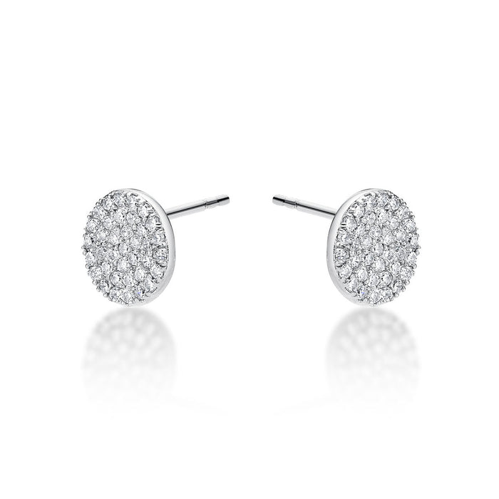 Sterling Silver Diamante Disc Earrings with Cubic Zirconia