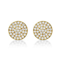 Yellow Gold Plated Sterling Silver Disk Earrings with Cubic Zirconia