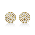 Yellow Gold Plated Sterling Silver Disk Earrings with Cubic Zirconia