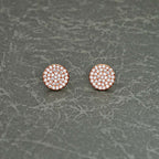 Rose Gold Plated Sterling Silver Disk Earrings with Cubic Zirconia