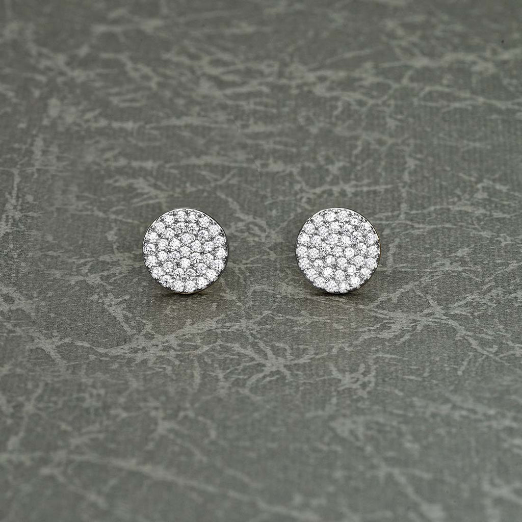 Sterling Silver Diamonte Disk Earrings with Cubic Zirconia