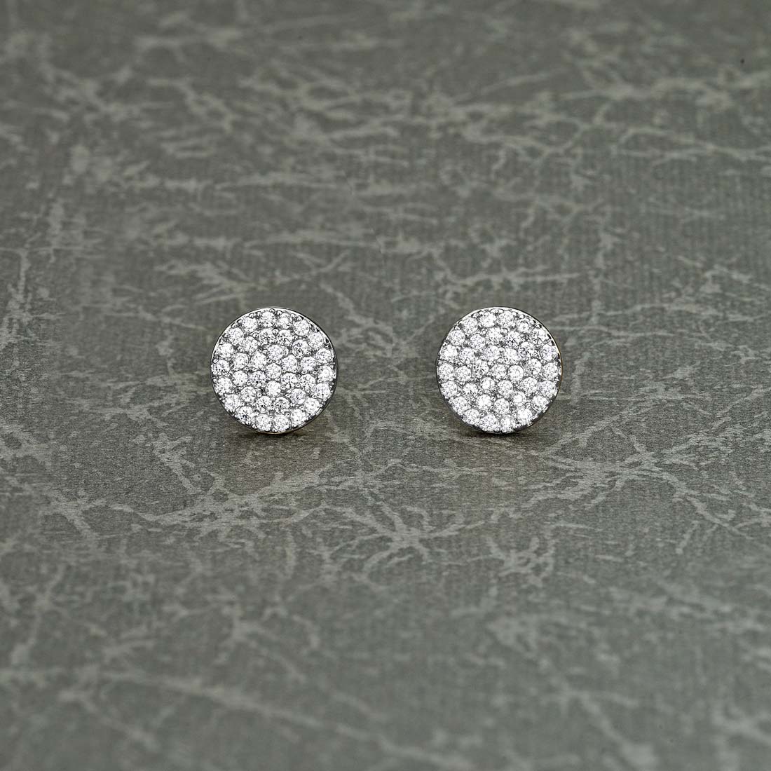 Sterling Silver Diamonte Disk Earrings with Cubic Zirconia