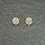 Yellow Gold Plated Sterling Silver Disk Earrings with Cubic Zirconia