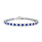 Sterling Silver Tennis Bracelet 3mm Blue & White Cubic Zirconia