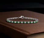 Sterling Silver Tennis Bracelet 3mm Green & White Cubic Zirconia