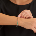Sterling Silver Tennis Bracelet 3mm Green & White Cubic Zirconia
