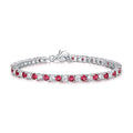 Sterling Silver Tennis Bracelet 3mm Red & White Cubic Zirconia