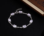 Sterling Silver Bracelet for Women Radiant Cut White Cubic Zirconia