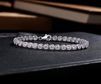 Bezel Set Sterling Silver Tennis Bracelet 4mm White Cubic Zirconia