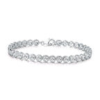 Bezel Set Sterling Silver Tennis Bracelet 4mm White Cubic Zirconia