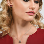 Sterling Silver Burgundy Enamel Butterfly Earrings