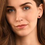 6mm Amethyst and 0.12ct diamond stud earrings in 9K yellow gold 