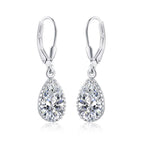 925 Sterling Silver Leverback Dangle Earrings With Cubic Zirconia