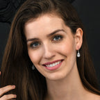 925 Sterling Silver Leverback Dangle Earrings With Cubic Zirconia
